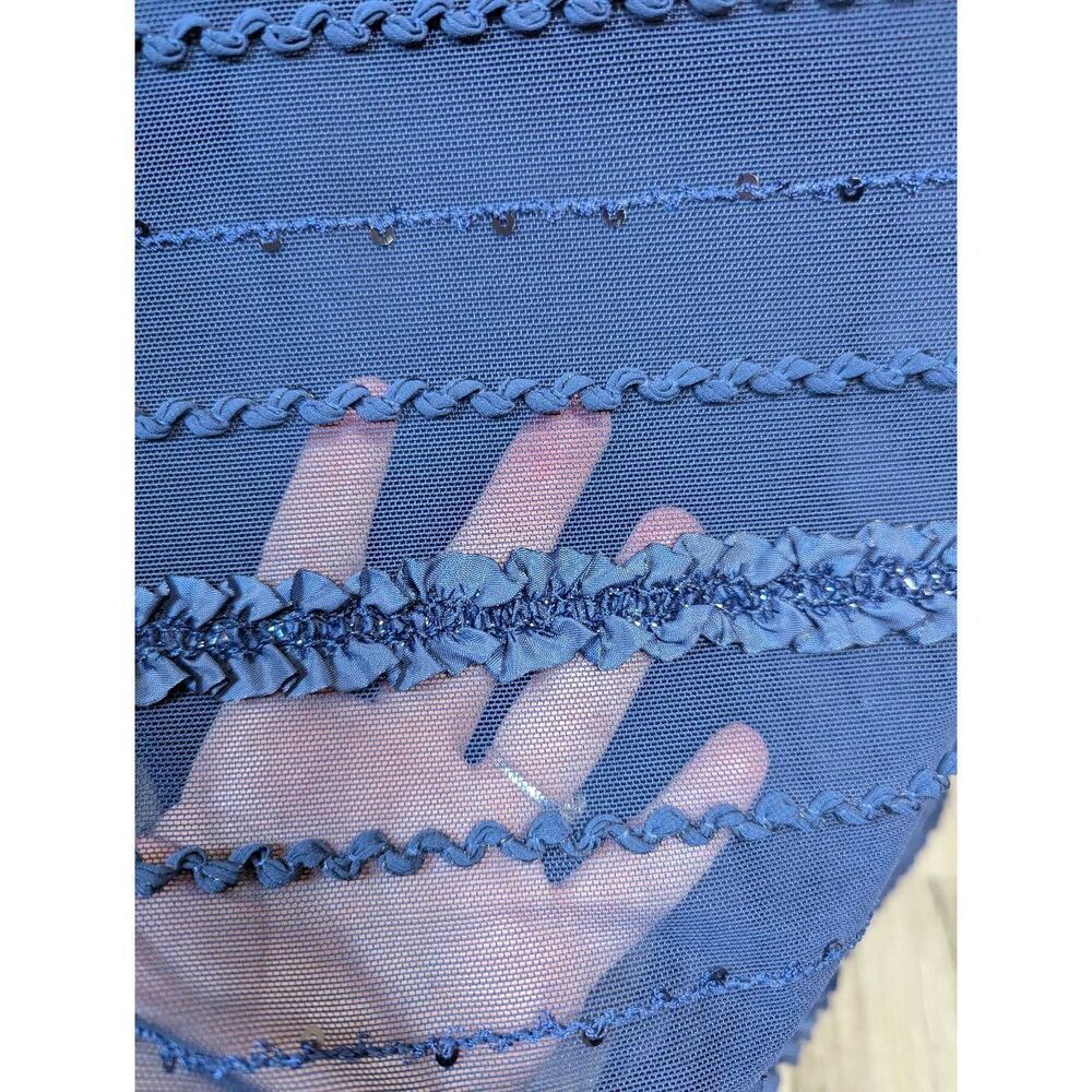 Y2K JS Collections Navy blue sequin & ruffle mesh spaghetti strap maxi dress 10 - Picture 8 of 9